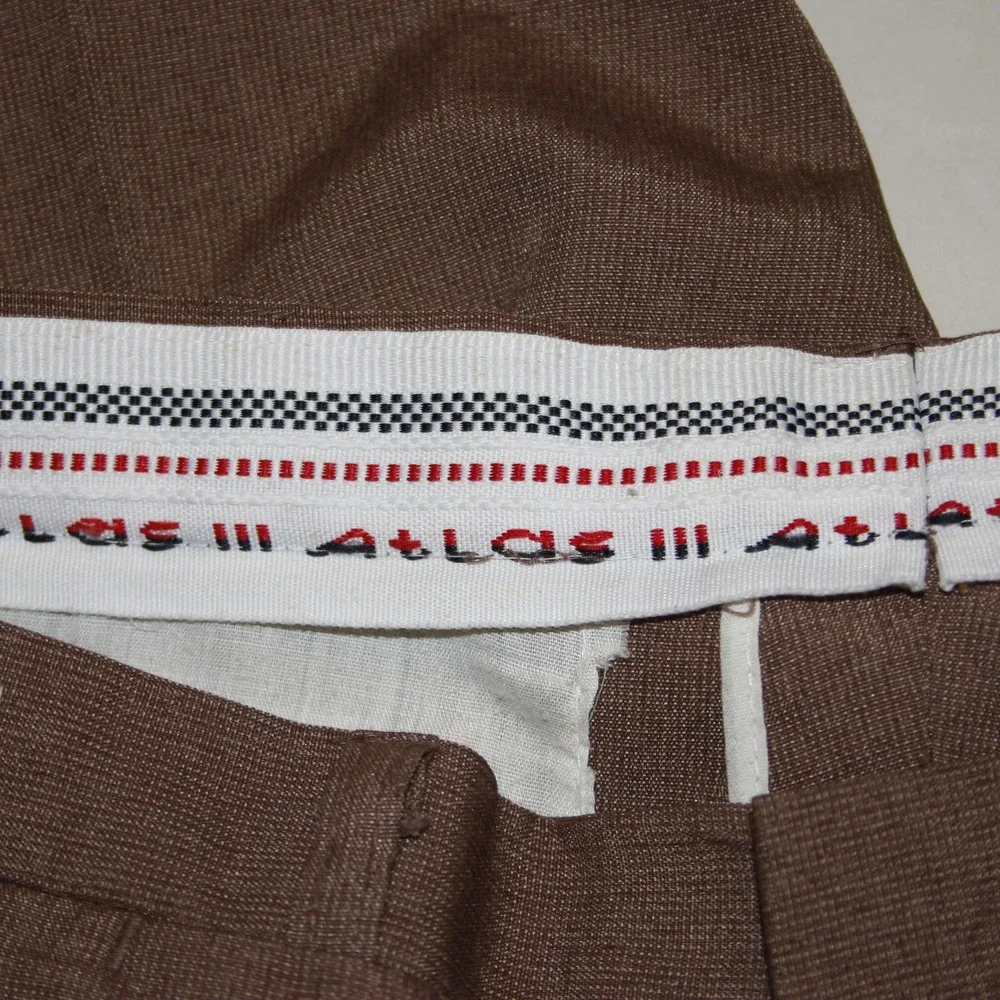 VTG Atlas Mens Trousers Brown Pleated Flat Front Pants Size‎ 33 Classic Tailored